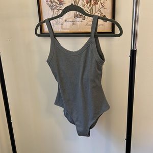Girlfriend Collective Gray Ribbed Tank Bodysuit